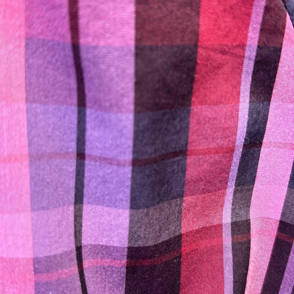 THE LIMITED PINK & PURPLE PLAID BLOUSE LARGE BELTED WRAP SIZE LARGE - Picture 5 of 6